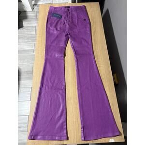 Ramy Brook Purple Coated Flare Pants Women’s Size 25 Made in USA NWT